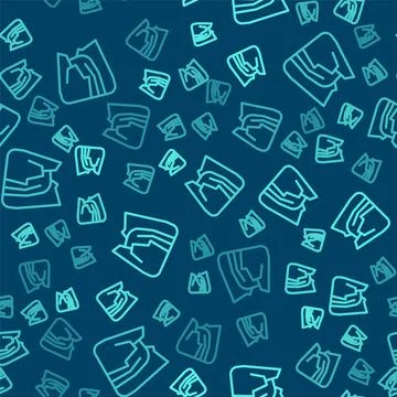 Green line Waterfall icon isolated seamless pattern on blue background.  Vect Stock Illustration