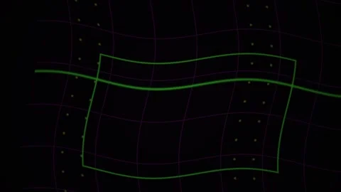 Green Line Wave Animation on Dark Grid for Technology and Science Visuals Stock Footage 343720881