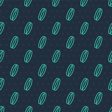 Green line Wedding ring icon isolated seamless pattern on blue background. Bride Stock Illustration