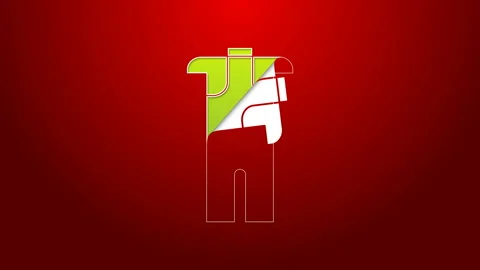 Green line Wetsuit for scuba diving icon isolated on red background. Diving Video stock 143603035