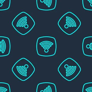 Green line Wi-Fi wireless internet network symbol icon isolated seamless pattern イラスト素材