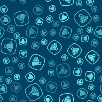 Green line Wi-Fi wireless internet network symbol icon isolated seamless pattern Stock Illustration