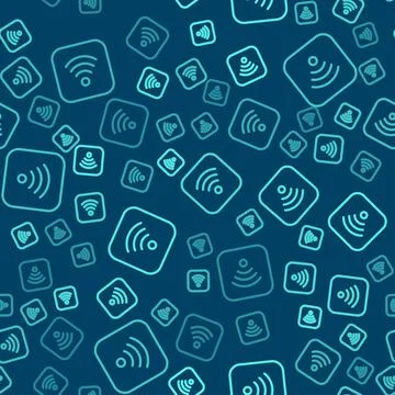 Green line Wi-Fi wireless internet network symbol icon isolated seamless pattern Illustrazione stock