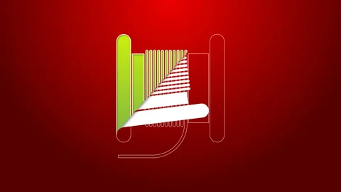 Green line Wire electric cable on a reel or drum icon isolated on red background Stock Footage 143621143