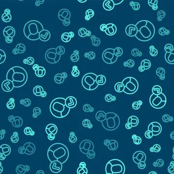Green line Worker icon isolated seamless pattern on blue background. Business Illustrazione stock