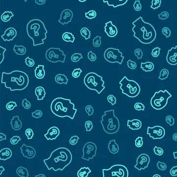 Green line Worker icon isolated seamless pattern on blue background. Busine.. Illustrazione stock