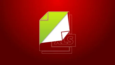 Green line XLS file document. Download xls button icon isolated on red Stock Footage 143752592