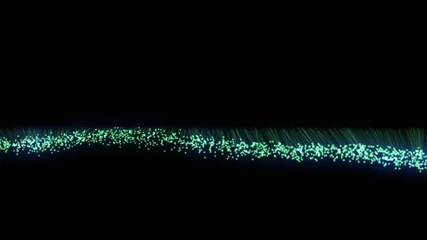 Green lines and dots form digital pattern on black background Video stock 328482675