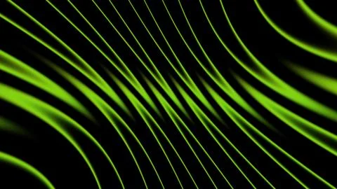 Green lines create patterns on a dark background showing movement and flow .. Stock Illustration