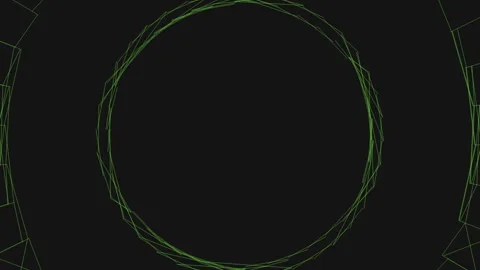 Green lines radiating from black circle in square pattern Stock Footage 263542874