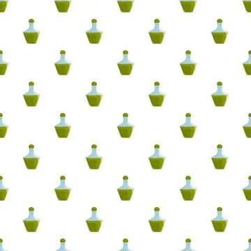 Green liquid bottles repeating seamless pattern background 库存插图