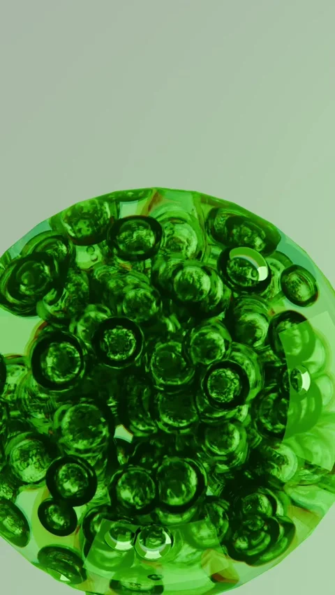 Green Liquid Bubbles Animation - Abstract Organic Spheres Loop Stockbeeldmateriaal 319740175