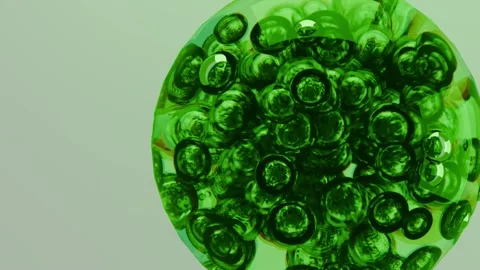 Green Liquid Bubbles Animation - Abstract Organic Spheres Loop Stockbeeldmateriaal 319740213