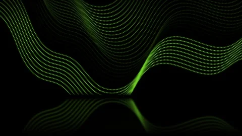 Green liquid dotted linear waves abstract futuristic tech motion background Stock Footage 322735141