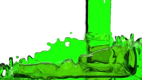 Green liquid fills the Screen. Water surface waving. 3D render 5 Stock Footage