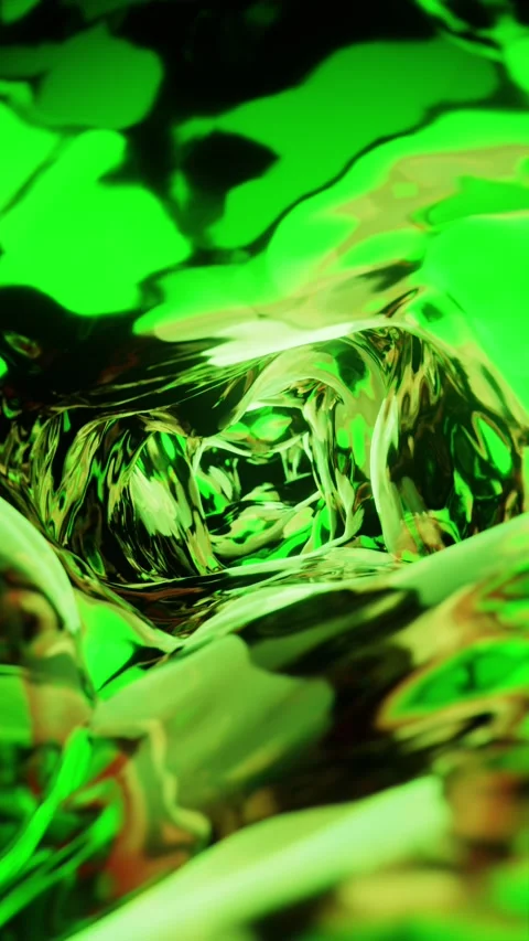 Green liquid flowing in weightlessness. Vertical looped video Stock Footage 228025839