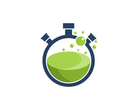 Green liquid inside the stopwatch logo Stock Illustration