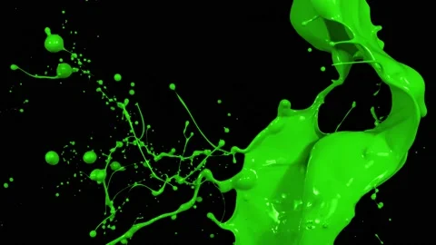 Green liquid paint splash on black backg... | Stock Video | Pond5