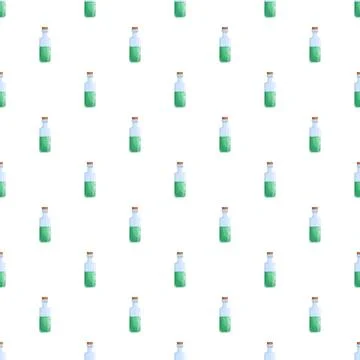 Green liquid potion bottles seamless pattern creating background Stock Illustration