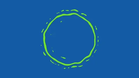 Green liquid ring animation on blue background with wavy motion loop background Видео 331915723