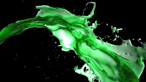 Green liquid splash on a black background stock photo Stock Illustration
