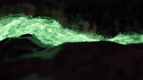 Green Liquid Stream of glowing water Stock Footage 253607682