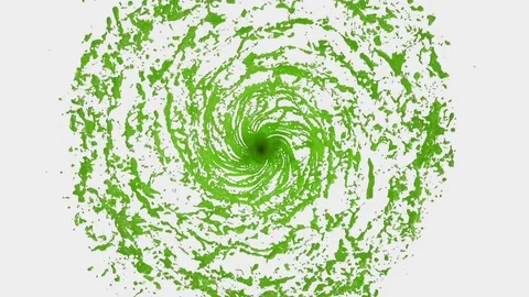 Green Liquid tornado. Beautiful colored paint whirl. Isolated transparent vortex Stock Footage
