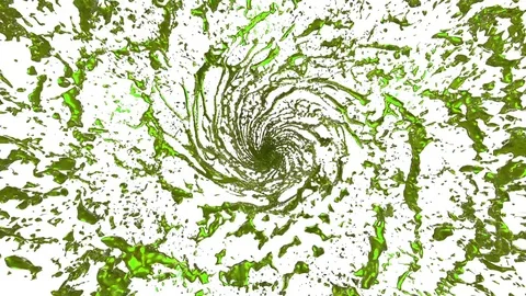 Green Liquid tornado. Beautiful colored juice of whirl. Isolated transparent Stock Footage