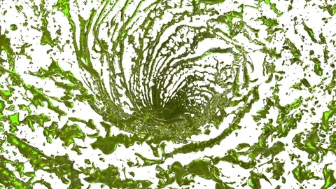 Green Liquid tornado. Beautiful colored juice of whirl. Isolated transparent Stock Footage