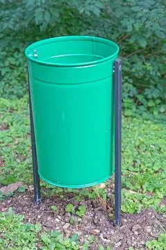 Green litter bin Stock Photos