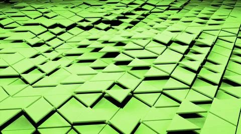 Green little triangles. Design. Bright little triangles that rise and fall in 3D Stock Illustration