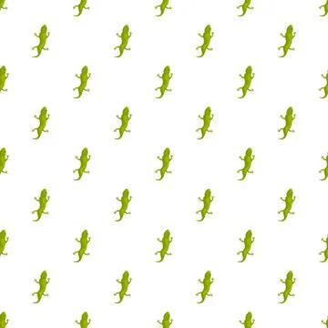 Green lizard animal seamless pattern on white background Stock Illustration