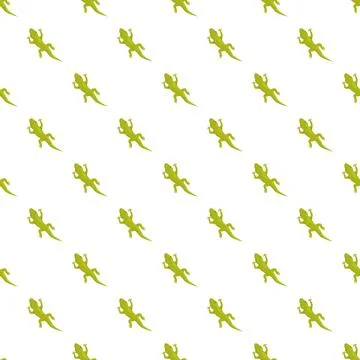 Green lizard repeating pattern on white background 库存插图