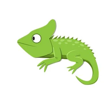 Green lizard watching something in flat style Stock Illustration