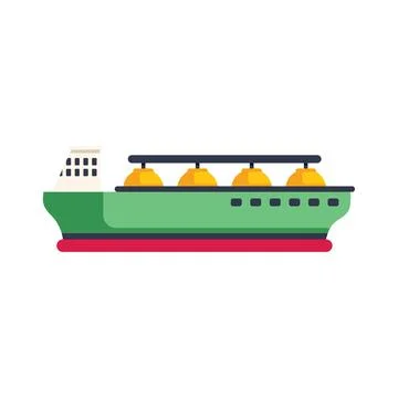 Green lng carrier ship transporting gas on sea Stock Illustration