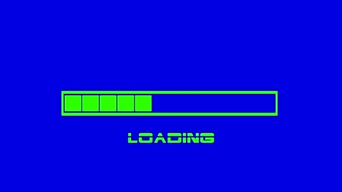 Green loading bars on a blue background.3d animation. Vidéo 260865469