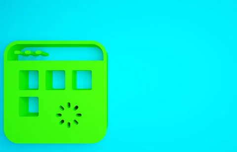 Green Loading a data window with a progress bar icon isolated on blue backgro Stock Illustration