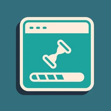 Green Loading a data window with a progress bar icon isolated on green Illustrazione stock