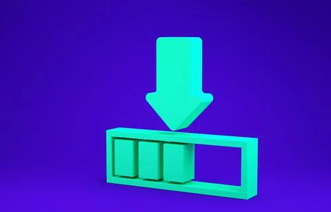 Green Loading icon isolated on blue background. Download in progress. Progres Ilustración de archivo