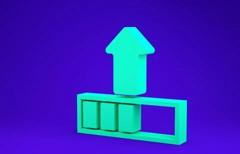 Green Loading icon isolated on blue background. Upload in progress. Progress  Stock Illustration