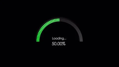 Green loading info graphics animation of number digits, from zero to hundred Stock Illustration