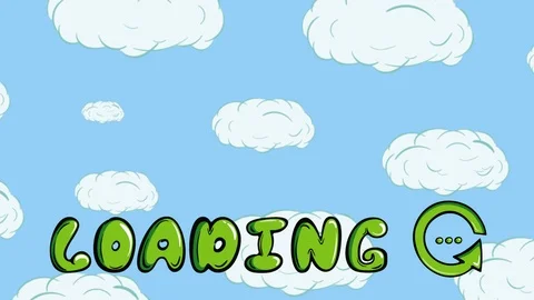 Green loading inscription and clouds Stock Footage 111482520