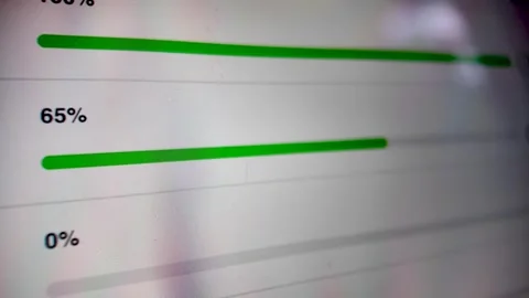 Green loading progress bar increasing on a digital screen Stock Footage 337612230