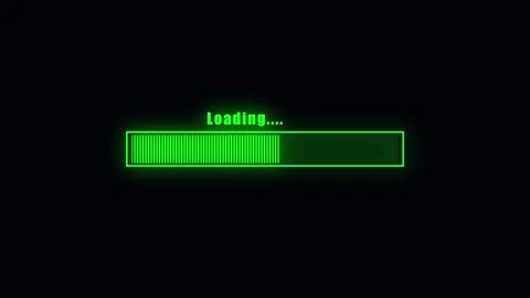 Green Loading Progress Bar with Neon Glow on Black Background download upload Video stock 330348118