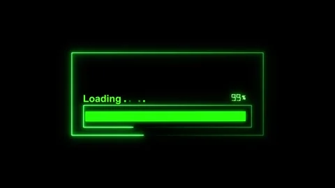 A green loading status bar calculates system processing up to seventy-five .. Stock Footage 341128580