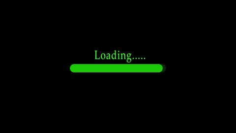 Green loading text shows software status. Green loading text glows. This gr.. Stock Footage 336896372
