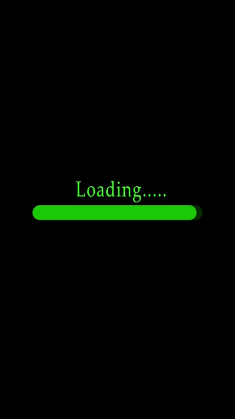 Green loading text shows software status. Green loading text glows. This gr.. Vídeos de archivo 345965943