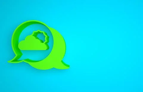 Green Location cloud icon isolated on blue background. Minimalism concept. 3D Illustrazione stock