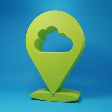 Green Location cloud icon isolated on blue background. Minimalism concept. .. Stock Illustration