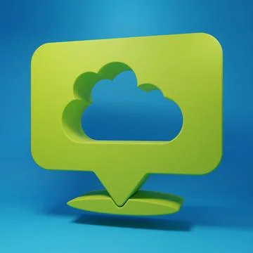 Green Location cloud icon isolated on blue background. Minimalism concept. .. Illustrazione stock